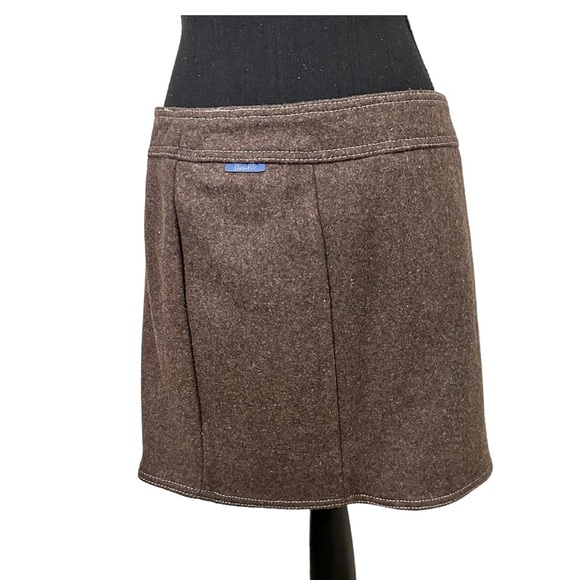 Purnell Wool Blend Zippered Brown Mini Skirt Size 4 - Picture 2 of 16
